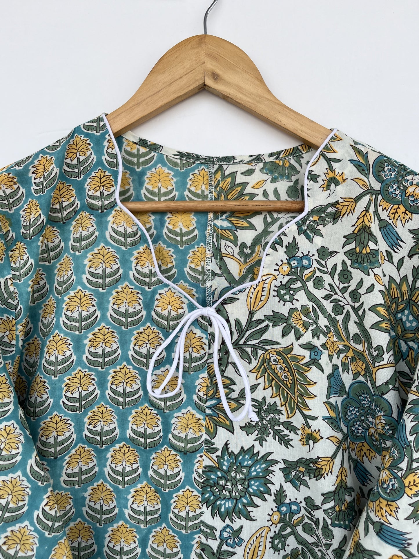 Green Floral Cotton Summer Maxi Dress | Flared Long Dress | Holiday Outfit