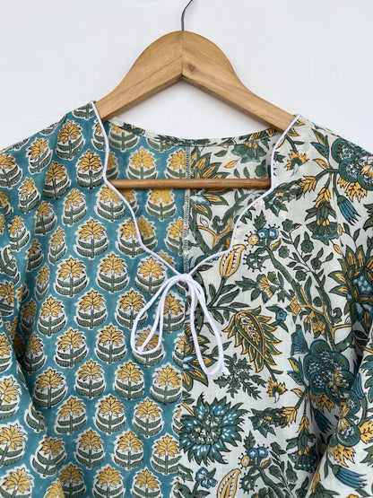 Green Floral Cotton Summer Maxi Dress | Flared Long Dress | Holiday Outfit