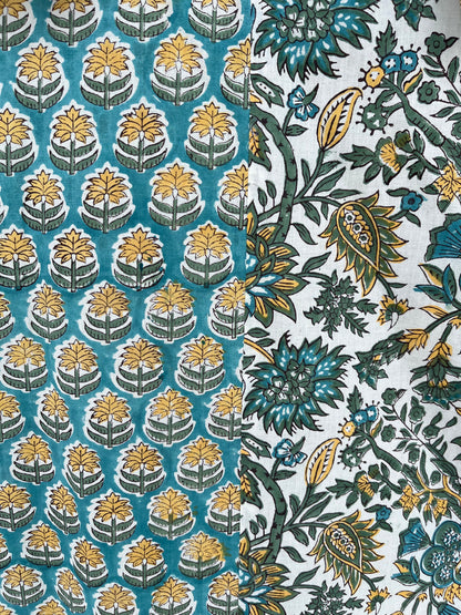 Green Floral Cotton Summer Maxi Dress | Flared Long Dress | Holiday Outfit