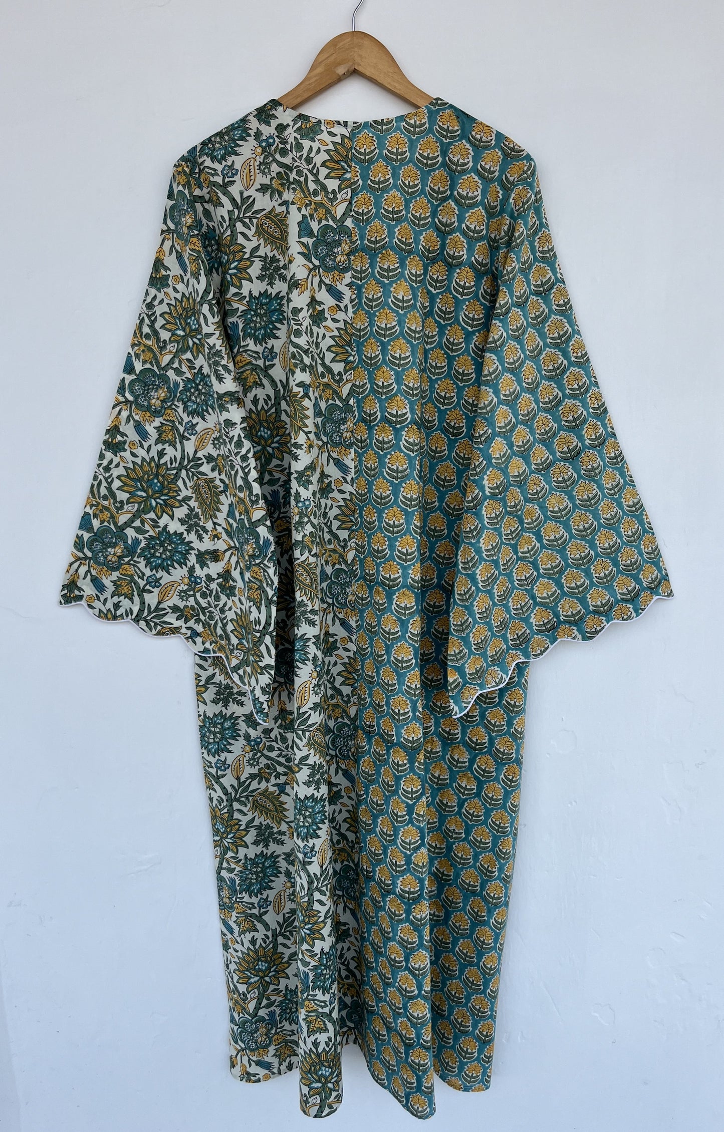 Green Floral Cotton Summer Maxi Dress | Flared Long Dress | Holiday Outfit