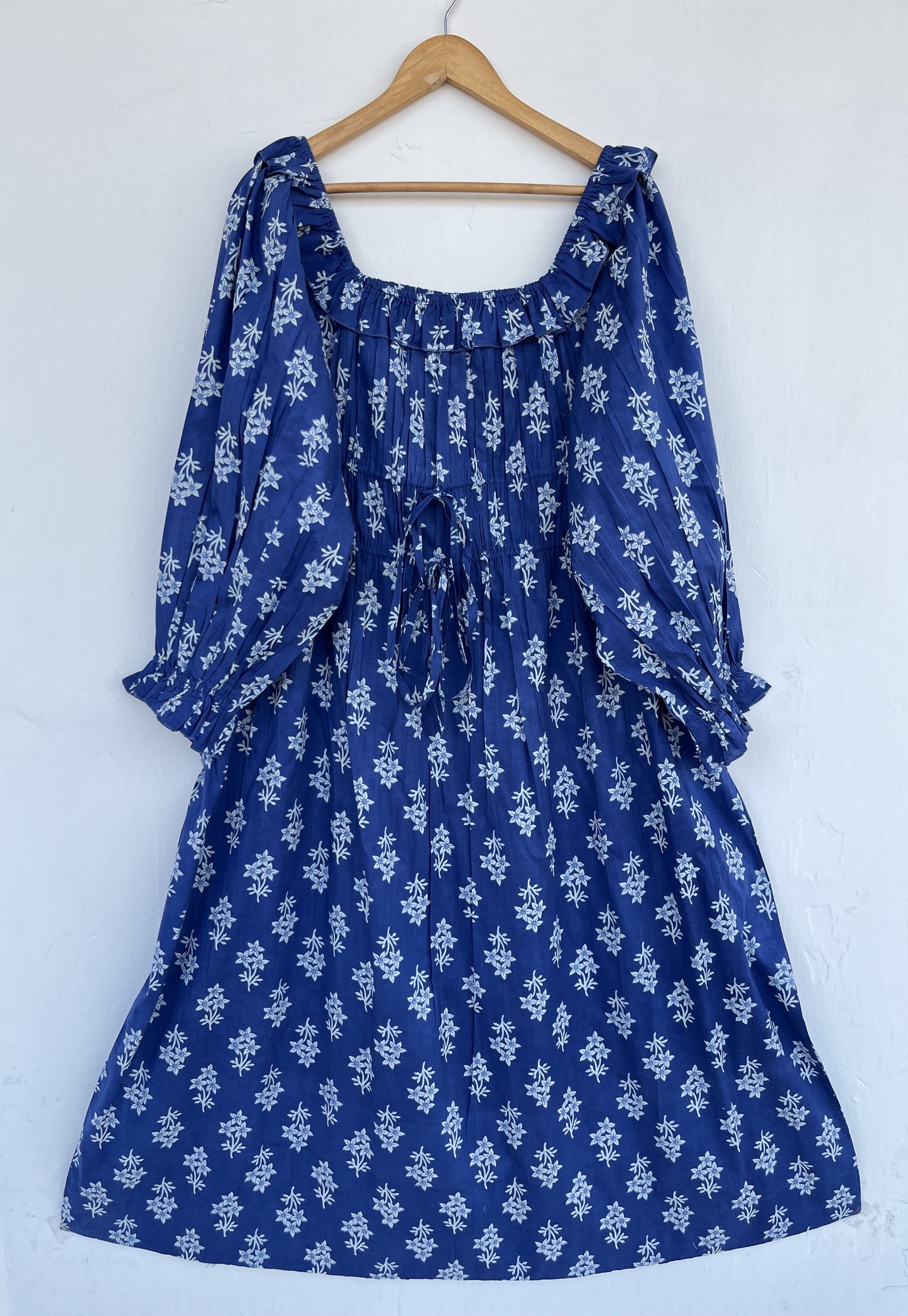 Blue Floral Cotton Boho Dress | Vintage Style Summer Dress | Ladies Comfy Wear