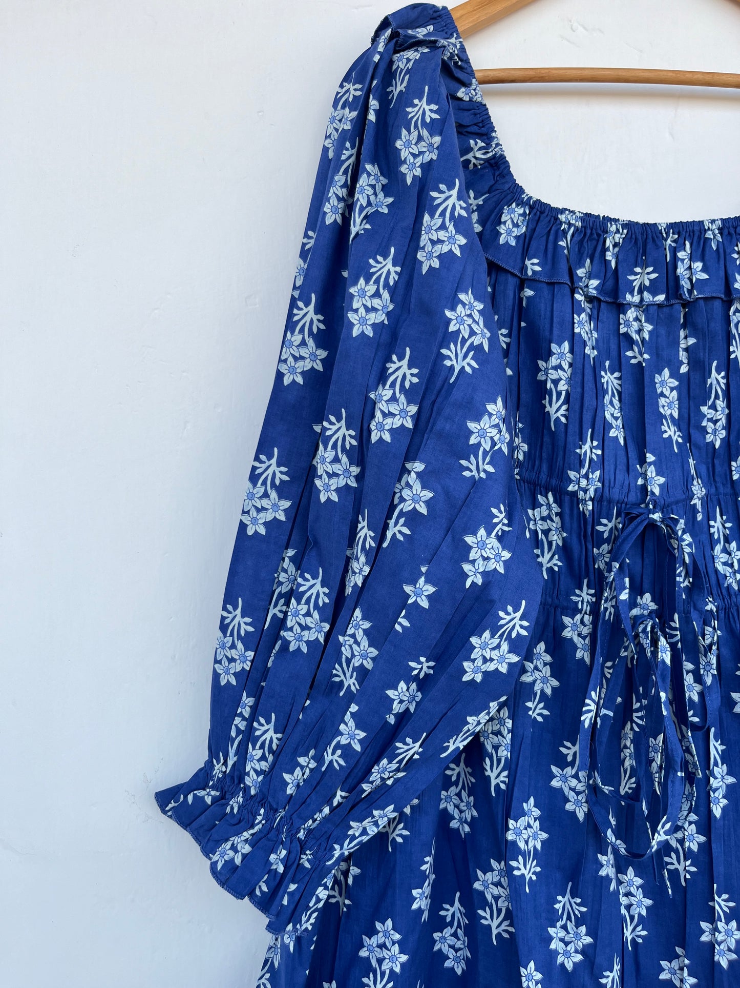 Blue Floral Cotton Boho Dress | Vintage Style Summer Dress | Ladies Comfy Wear