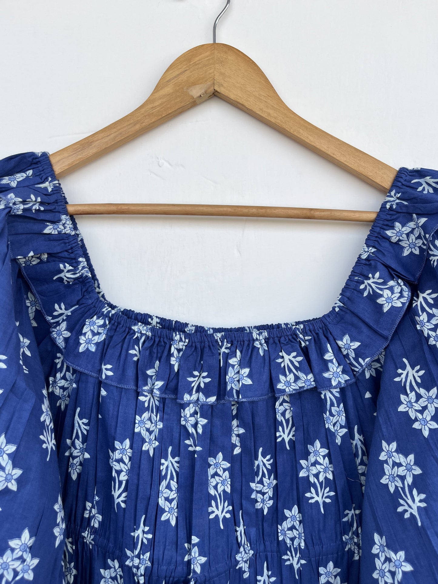 Blue Floral Cotton Boho Dress | Vintage Style Summer Dress | Ladies Comfy Wear