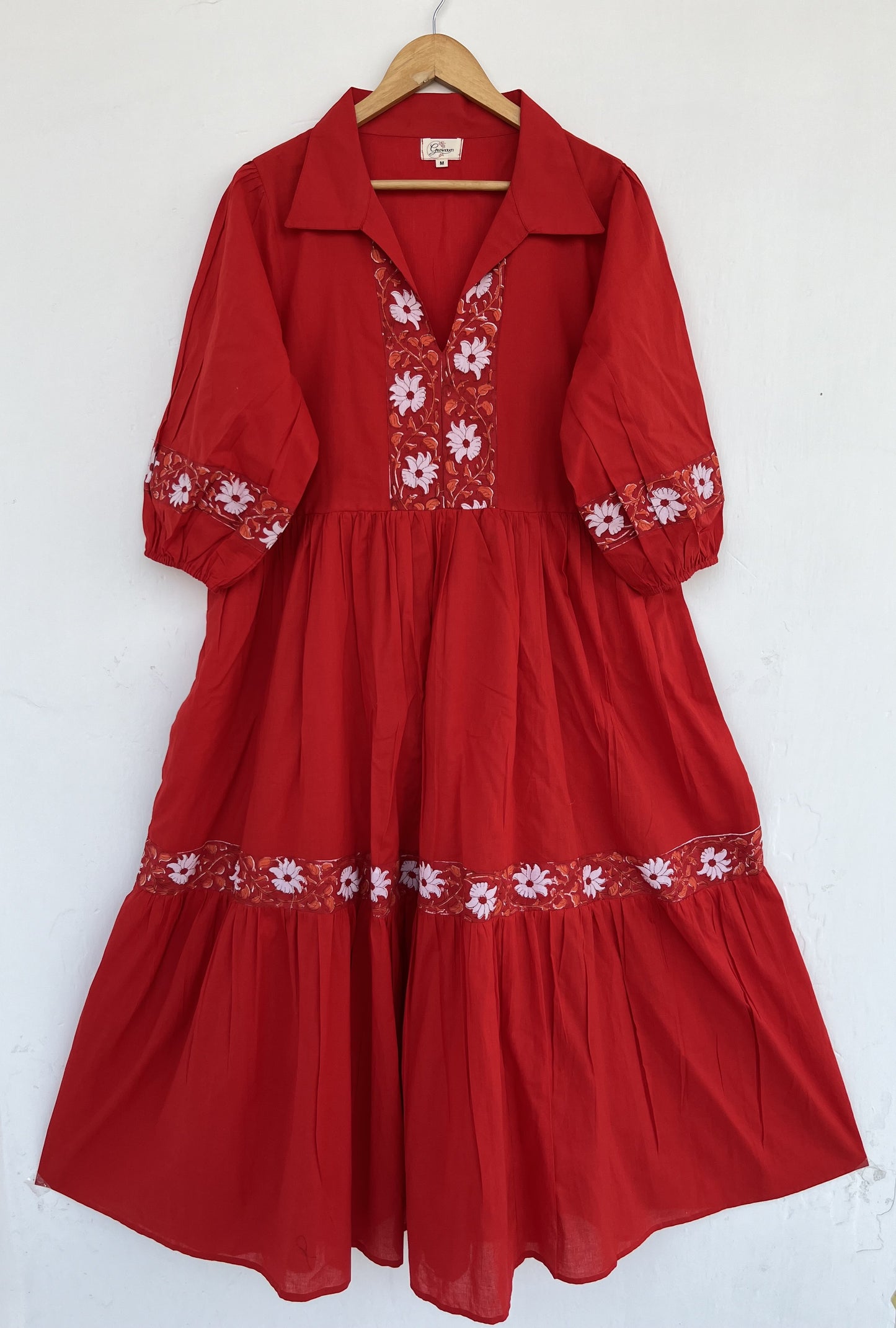 Red Bohemian Cotton Dress | Engagement Dress Women | Handmade Summer Maxi