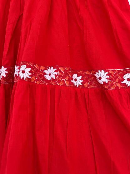 Red Bohemian Cotton Dress | Engagement Dress Women | Handmade Summer Maxi
