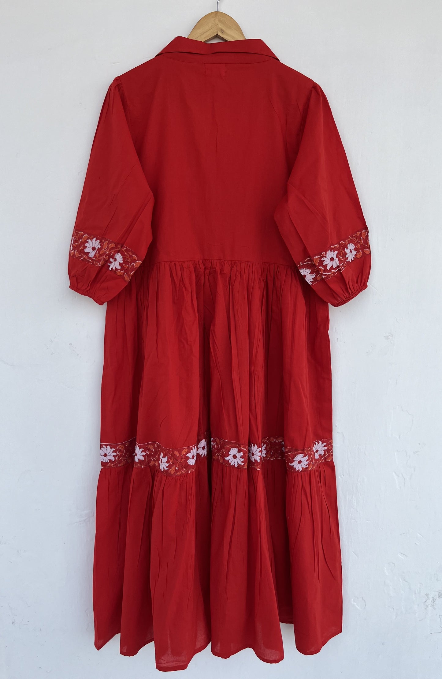 Red Bohemian Cotton Dress | Engagement Dress Women | Handmade Summer Maxi