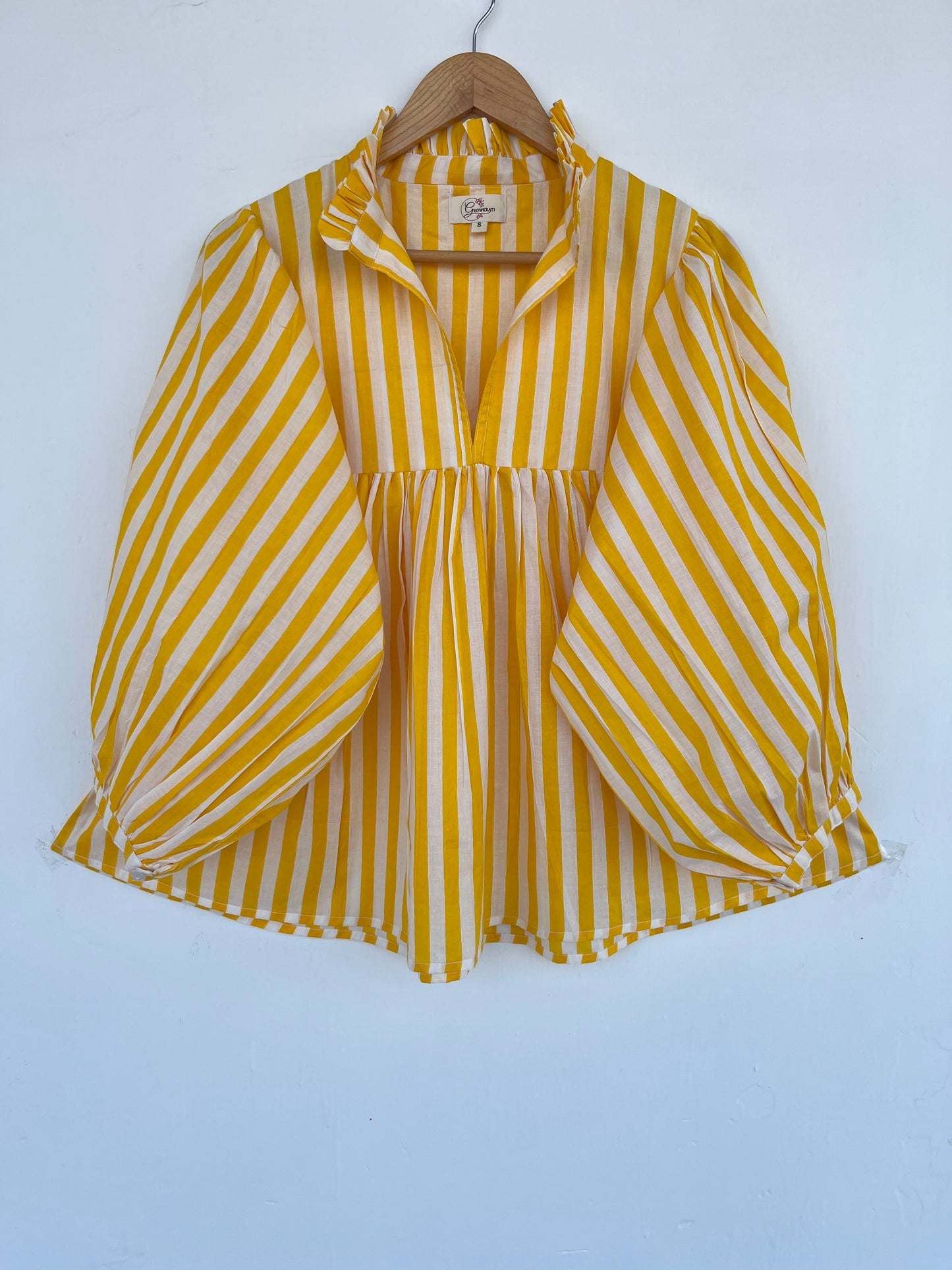 Yellow Striped Cotton Tunic | Minimalist Summer Blouse | Lightweight Shirt