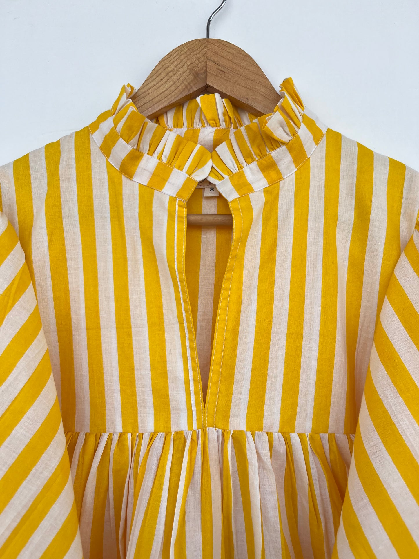 Yellow Striped Cotton Tunic | Minimalist Summer Blouse | Lightweight Shirt