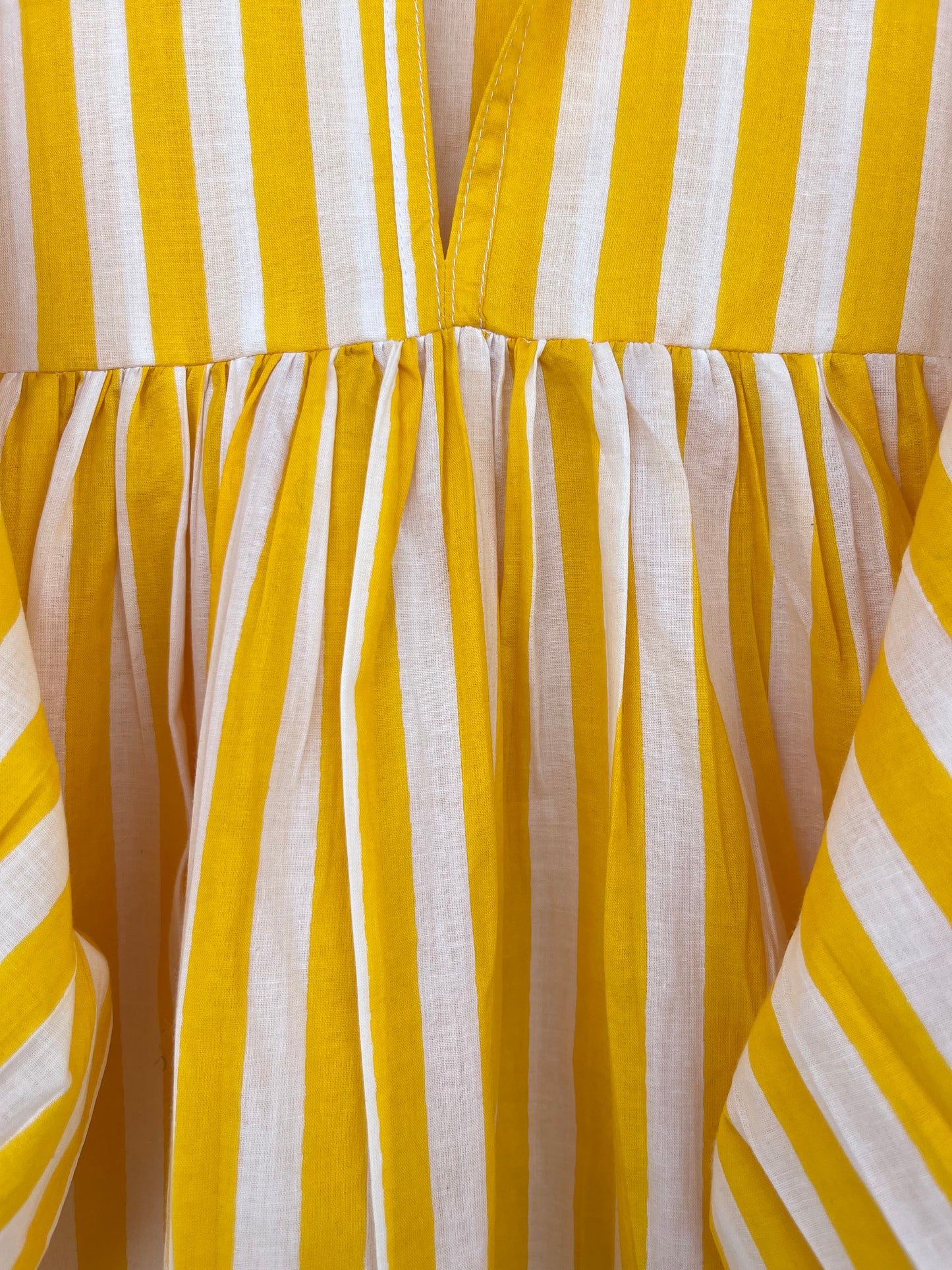 Yellow Striped Cotton Tunic | Minimalist Summer Blouse | Lightweight Shirt