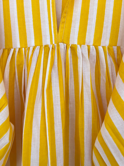 Yellow Striped Cotton Tunic | Minimalist Summer Blouse | Lightweight Shirt