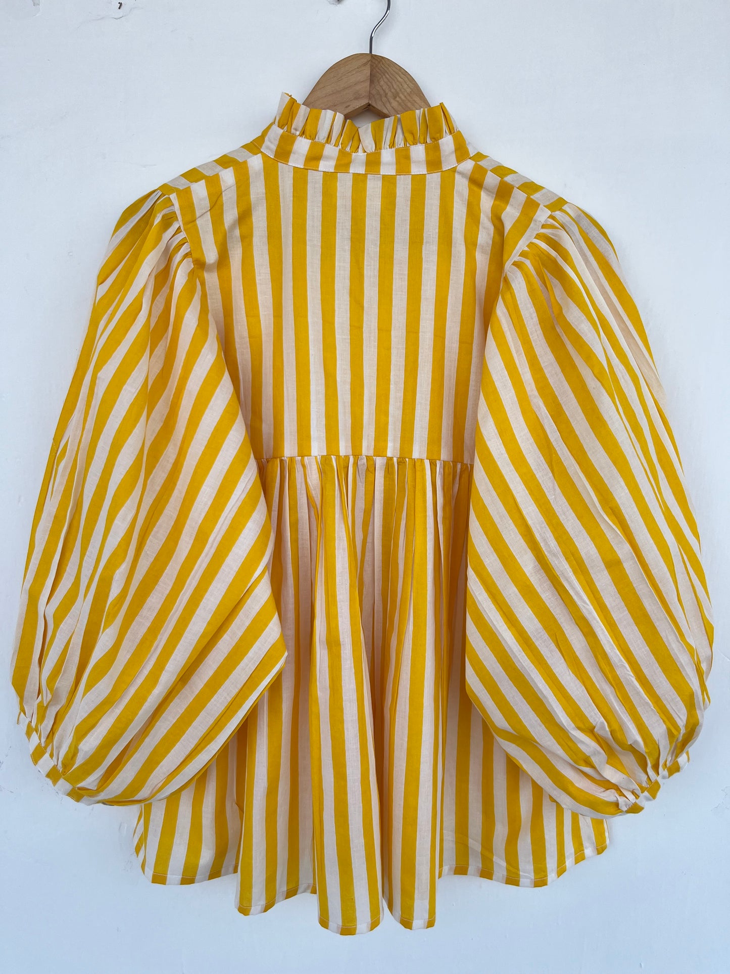 Yellow Striped Cotton Tunic | Minimalist Summer Blouse | Lightweight Shirt
