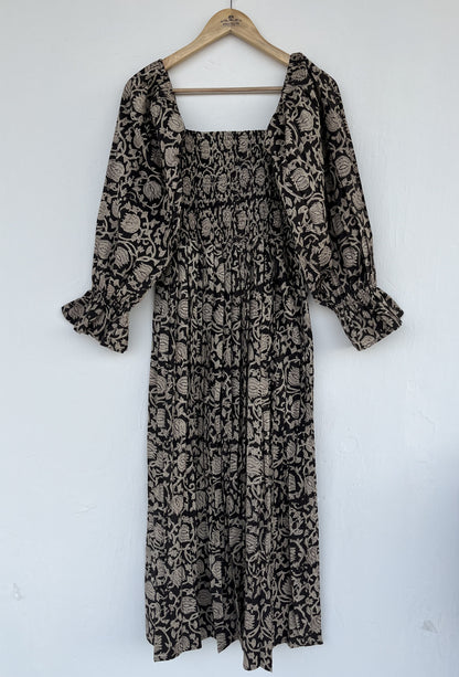 Black Floral Ruffle Sleeve Partywear Women Dress | Bohemian Maxi Dress