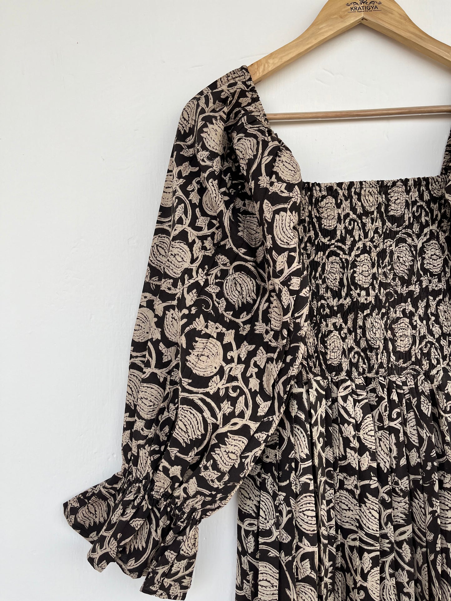 Black Floral Ruffle Sleeve Partywear Women Dress | Bohemian Maxi Dress
