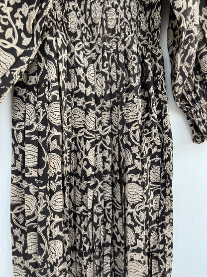 Black Floral Ruffle Sleeve Partywear Women Dress | Bohemian Maxi Dress