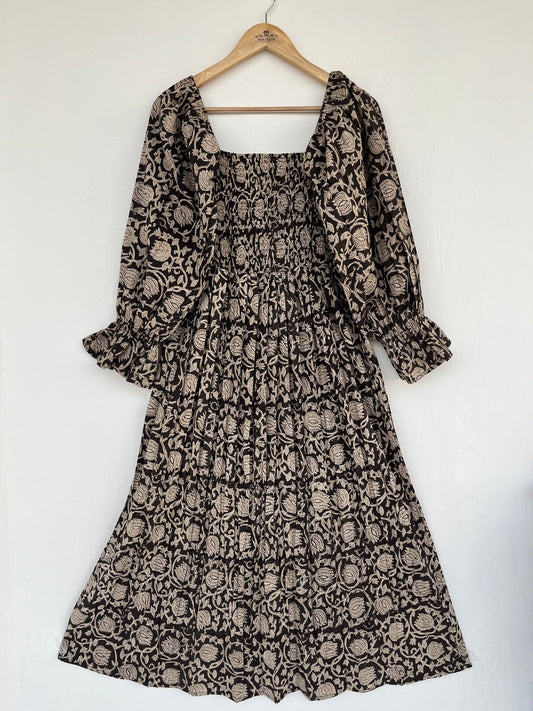 Black Floral Ruffle Sleeve Partywear Women Dress | Bohemian Maxi Dress