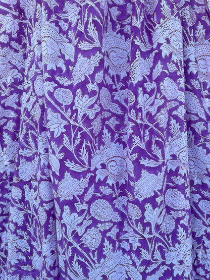Purple Floral Cotton Maxi Dress for Women | Lightweight Boho Summer Strap Dress