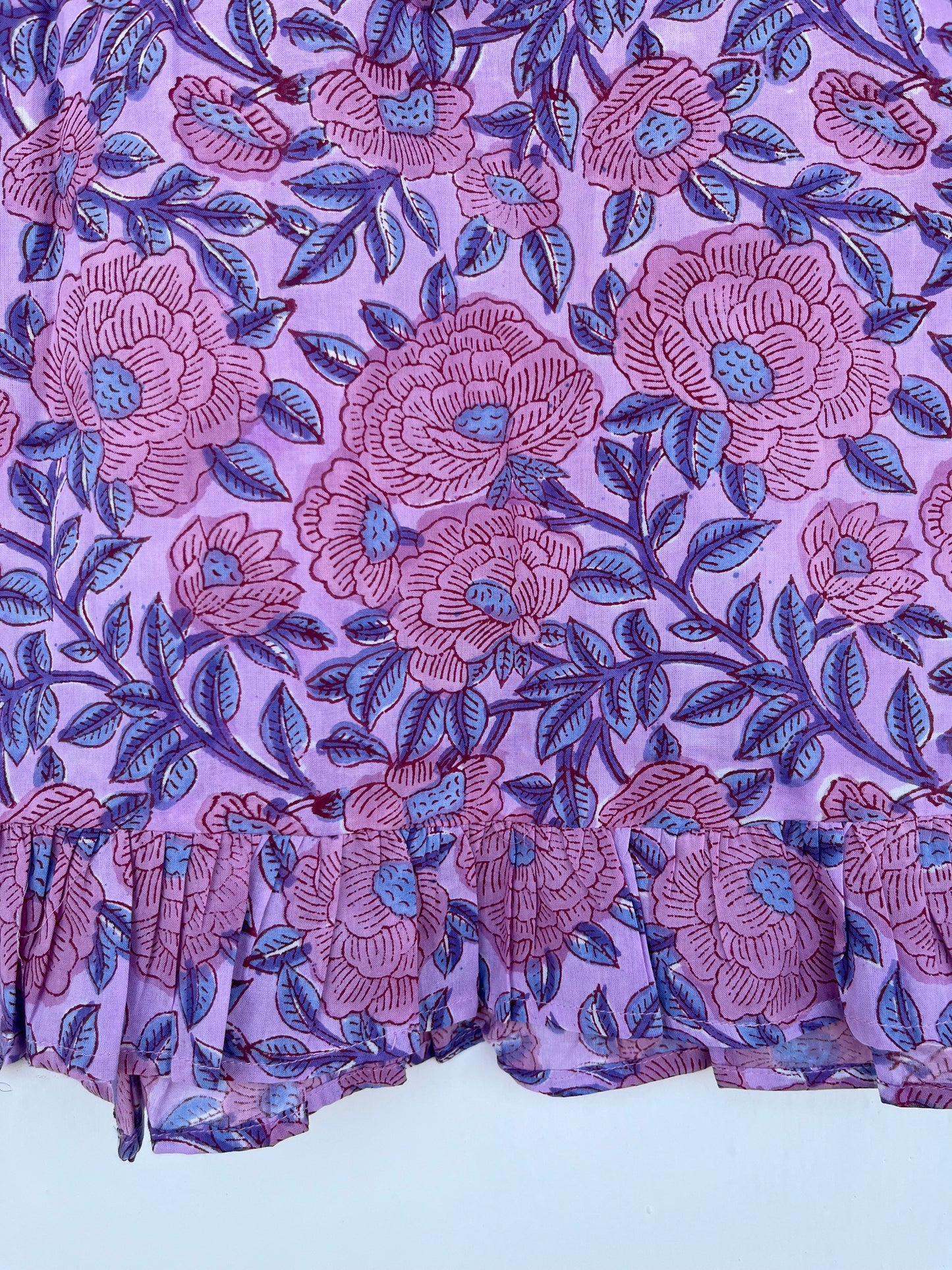 Purple Floral Lightweight Cotton Blouse | Romantic Bohemian Summer Top | Ruffle Sleeve
