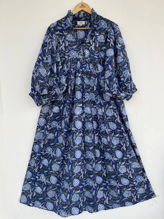V Neck Summer Maxi Dress With Frill Collar