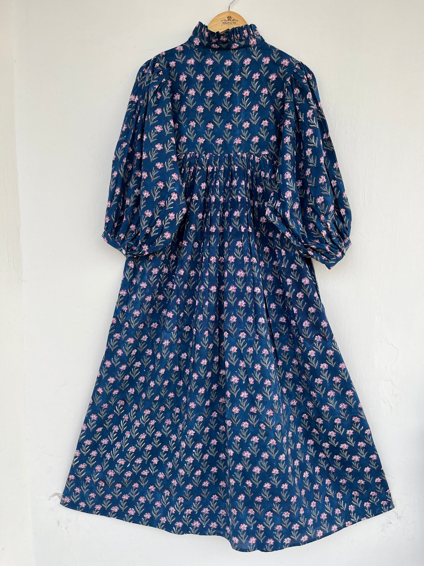 Cotton Maxi Dress For Summer With Frill Collar