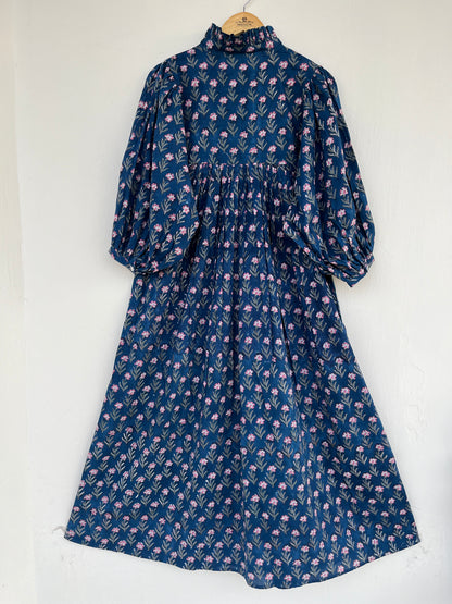 Cotton Maxi Dress For Summer With Frill Collar