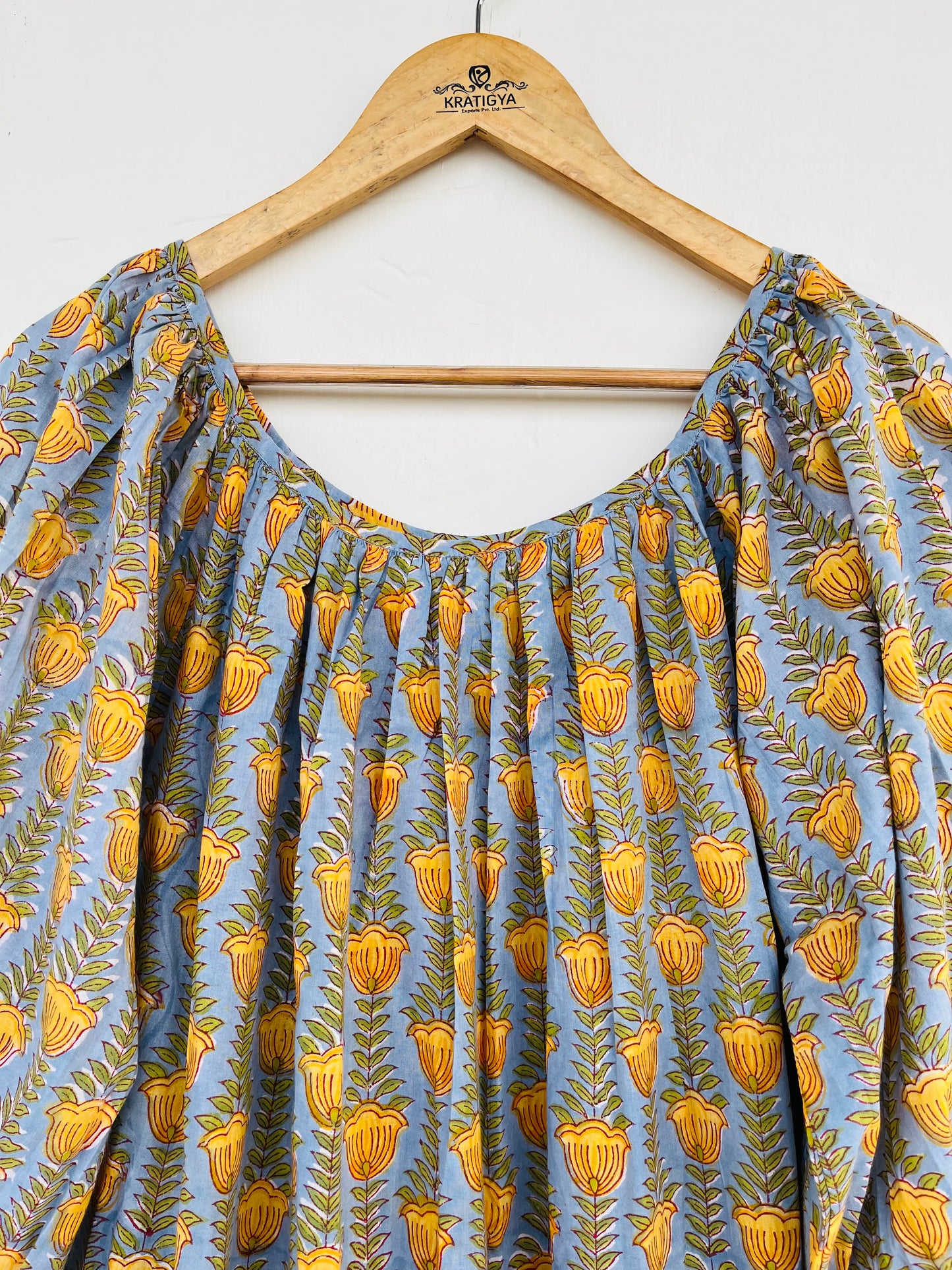 Summer Cotton Long Maxi Dress With Gathers