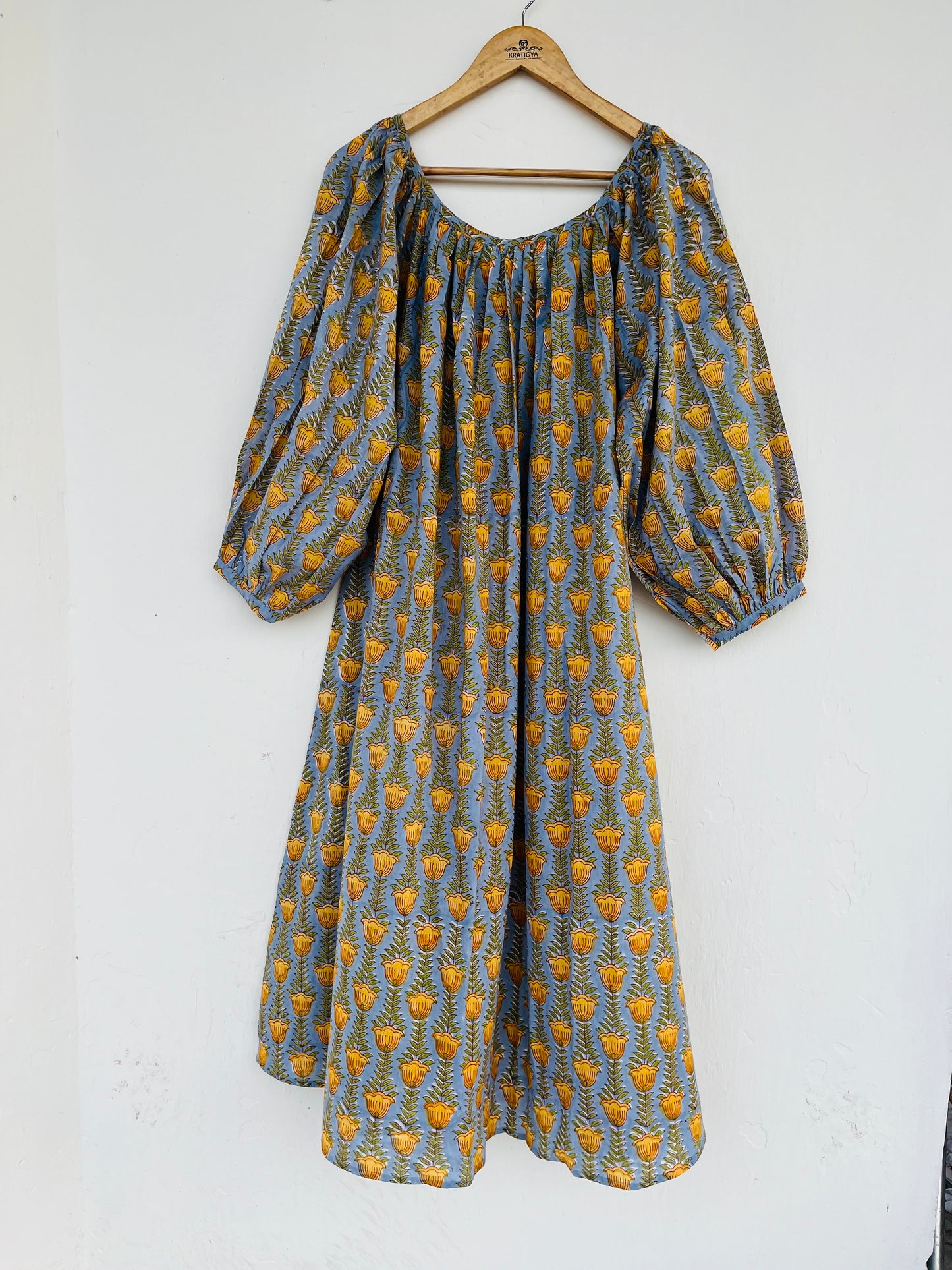 Summer Cotton Long Maxi Dress With Gathers