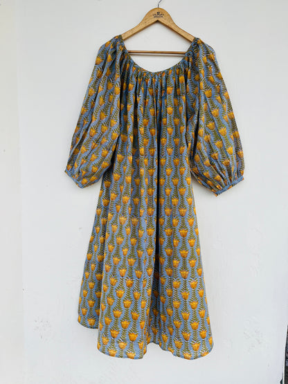 Summer Cotton Long Maxi Dress With Gathers