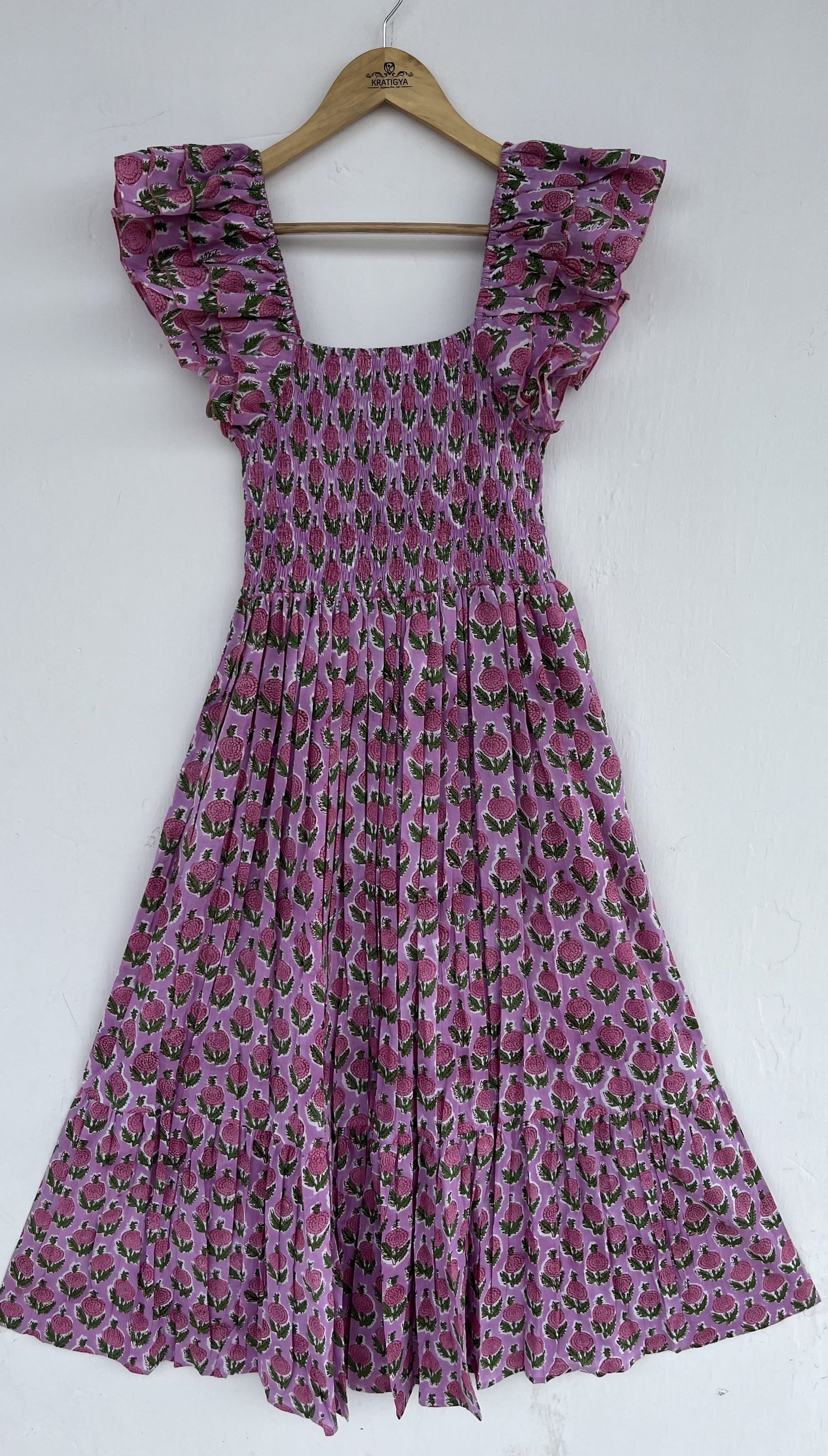 Purple Floral Cotton Maxi Dress | Women Partywear Dress