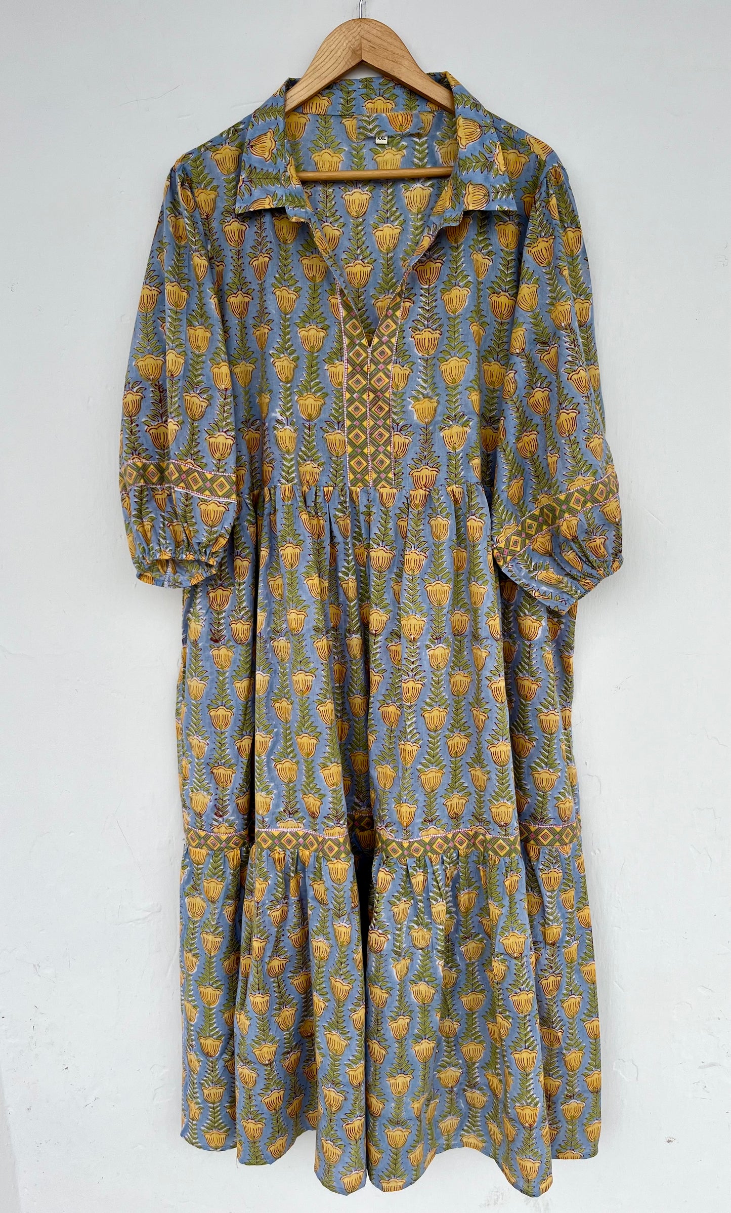 Yellow Floral Tiered Maxi Dress | Ethnic Women Wear