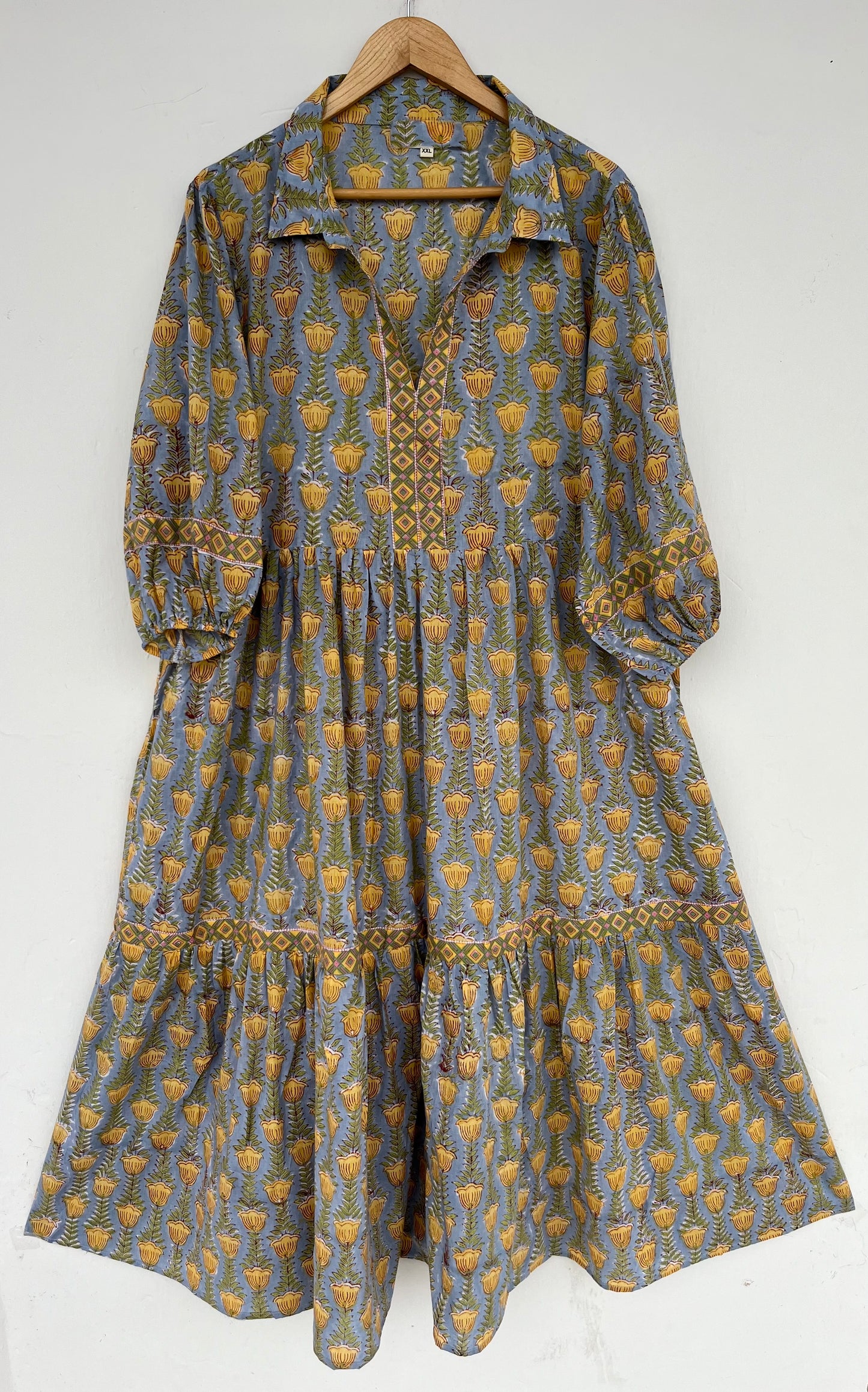 Yellow Floral Tiered Maxi Dress | Ethnic Women Wear