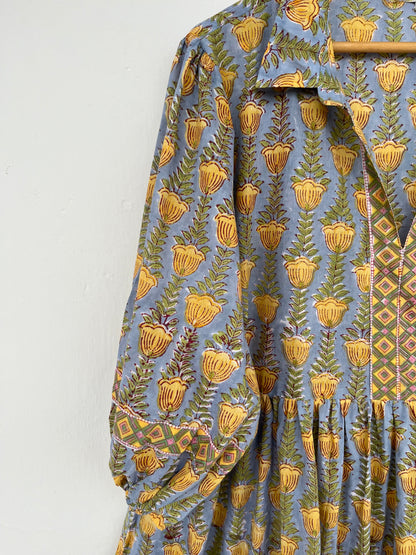 Yellow Floral Tiered Maxi Dress | Ethnic Women Wear