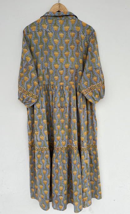 Yellow Floral Tiered Maxi Dress | Ethnic Women Wear