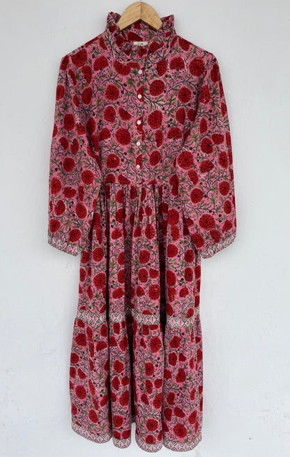 Pink Red Floral Button Up Maxi Dress | Loose Fit Summer Outfit