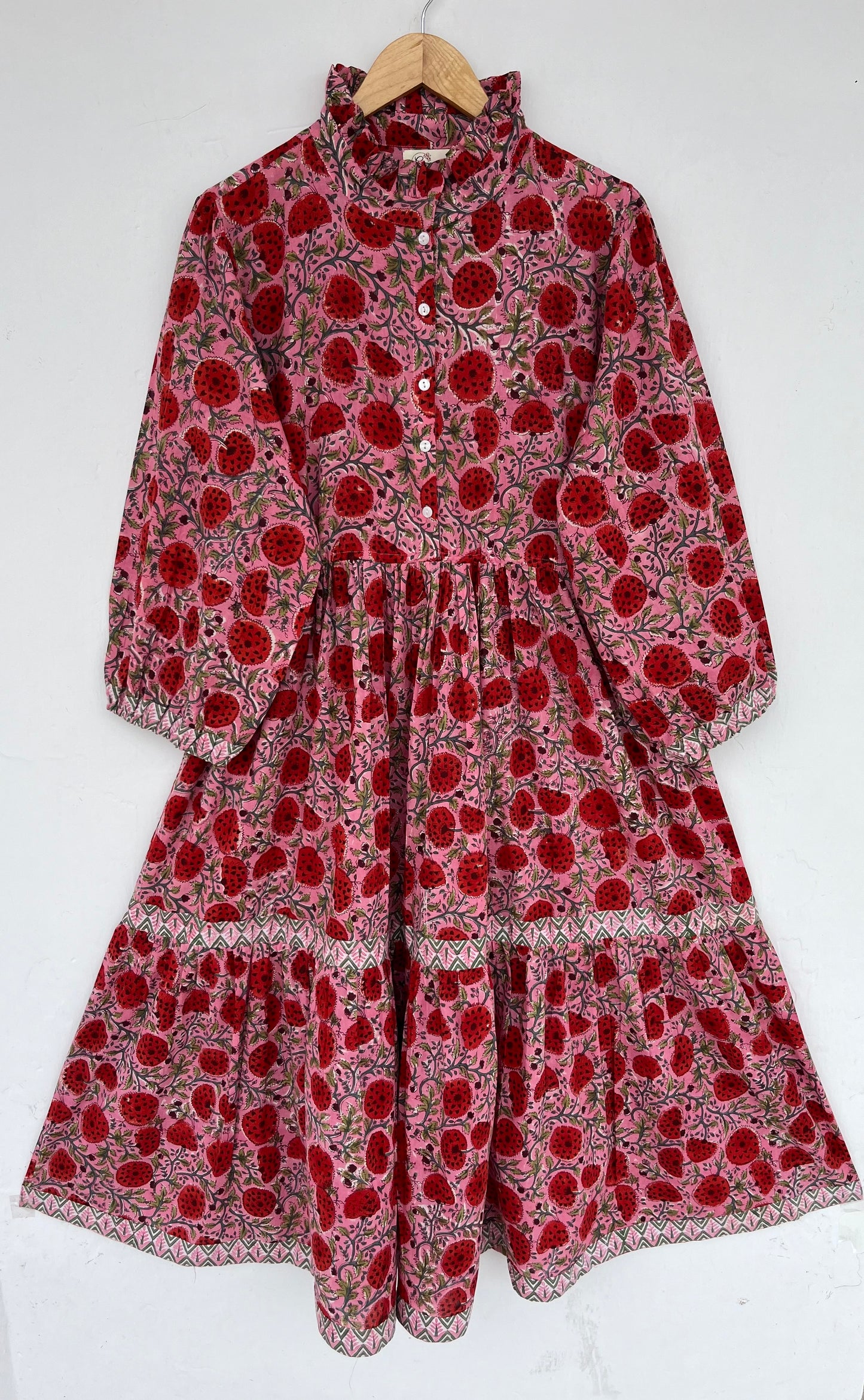 Pink Red Floral Button Up Maxi Dress | Loose Fit Summer Outfit