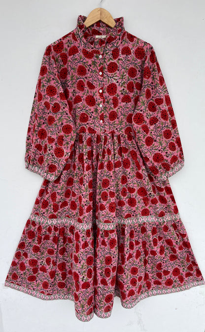 Pink Red Floral Button Up Maxi Dress | Loose Fit Summer Outfit