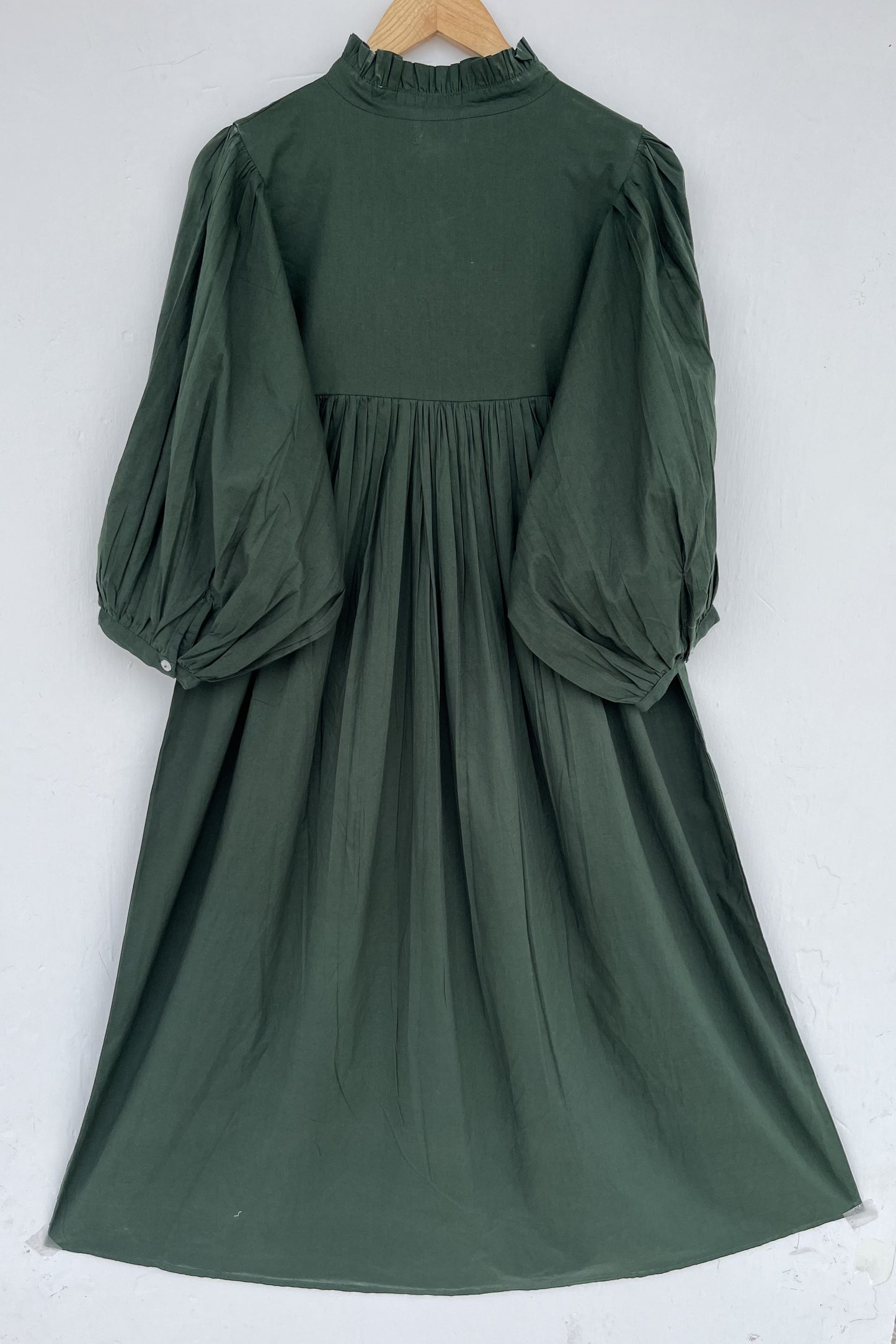 Dark Green Minimalist Cotton  Dress | Casual Long Women Dress