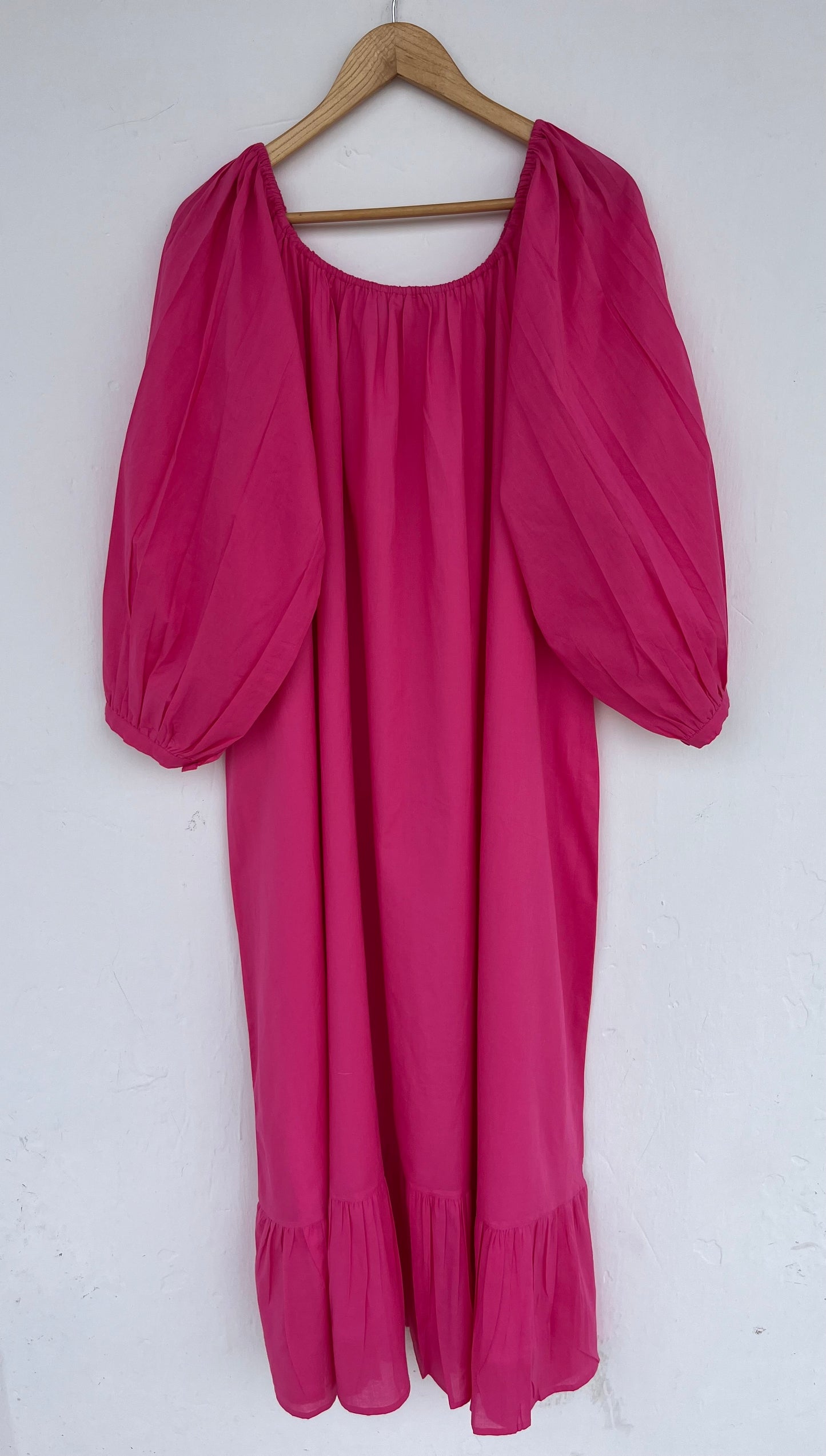 Solid Pink Flowy Cotton Summer Dress | Lightweight Resort Wear Dress