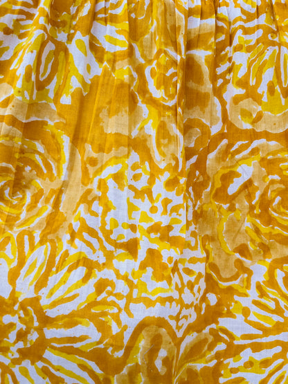 Yellow Floral Print Handmade Dress | Smocked Bodice Summer Boho Dress | Vacation Dress