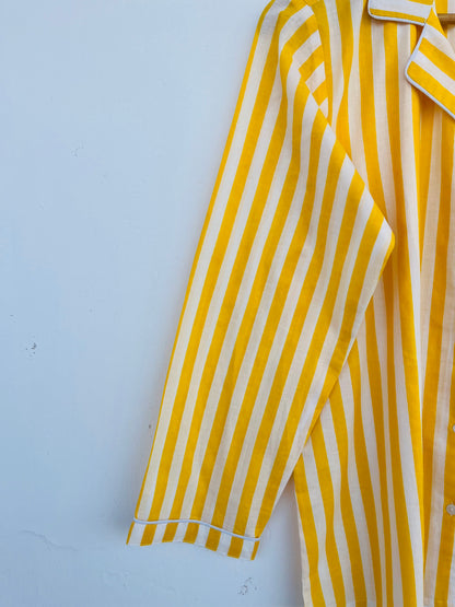 Yellow Striped Cotton Pajama Set for Women | Sleepwear Set | Sleepwear Set Night Suit
