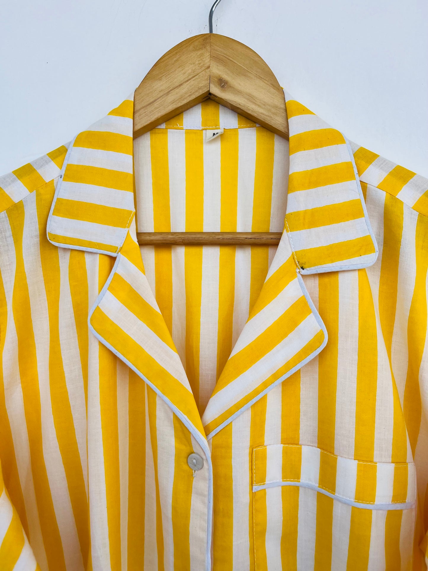 Yellow Striped Cotton Pajama Set for Women | Sleepwear Set | Sleepwear Set Night Suit