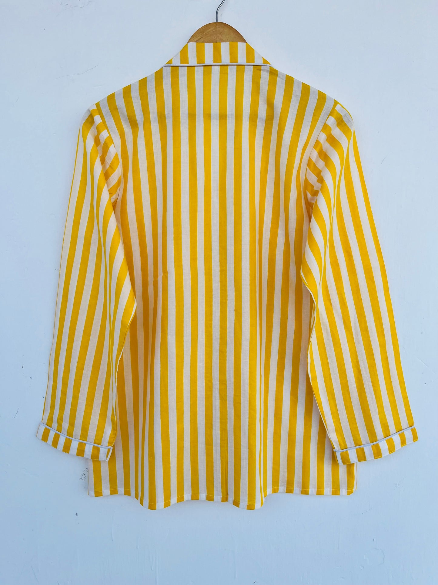 Yellow Striped Cotton Pajama Set for Women | Sleepwear Set | Sleepwear Set Night Suit
