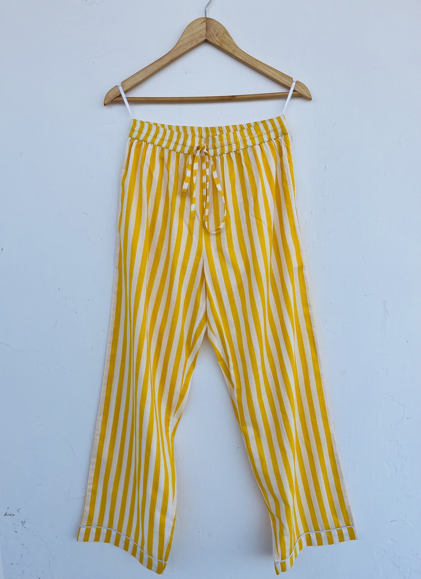 Yellow Striped Cotton Pajama Set for Women | Sleepwear Set | Sleepwear Set Night Suit