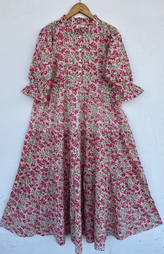 Pink Floral Comfy Fit Summer Dress | Lightweight Long Maxi | Boho Wear
