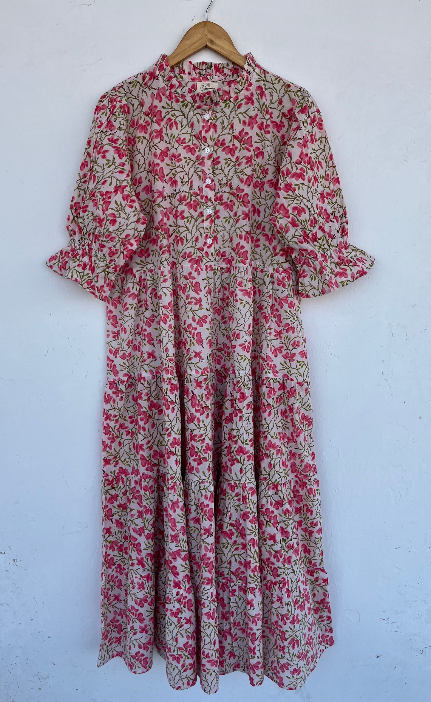 Pink Floral Comfy Fit Summer Dress | Lightweight Long Maxi | Boho Wear