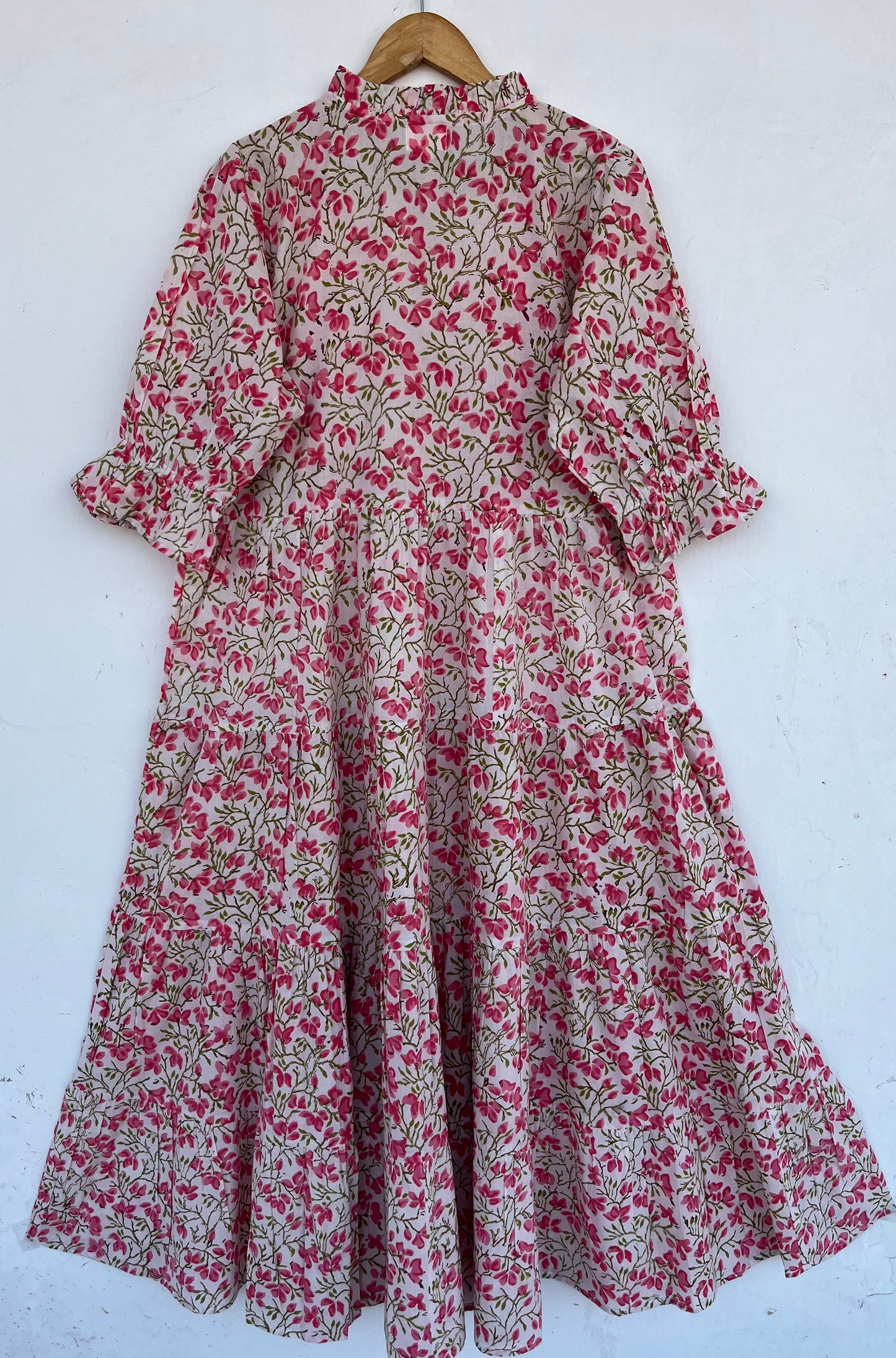 Pink Floral Comfy Fit Summer Dress | Lightweight Long Maxi | Boho Wear