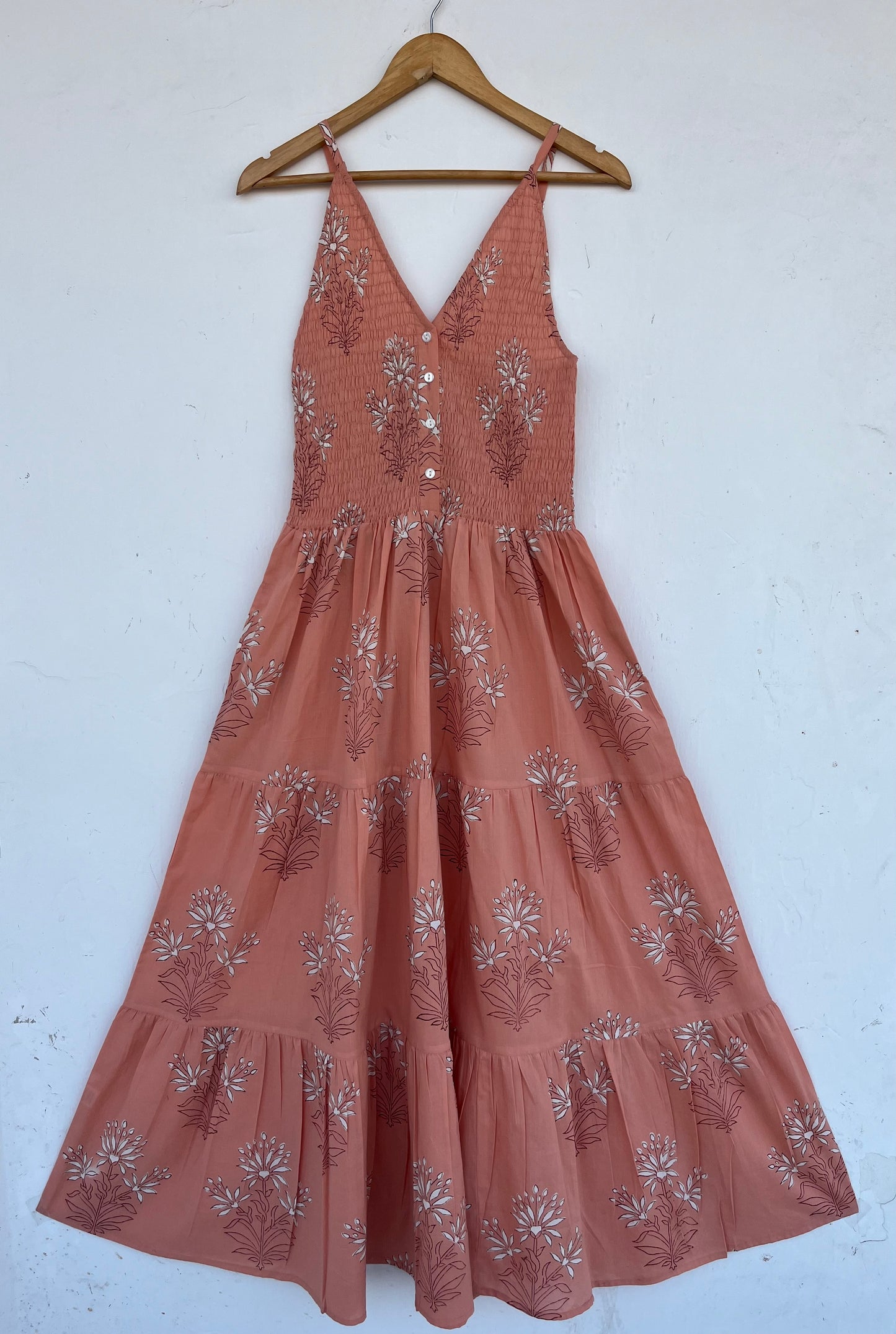 V Neck Flowy Summer Dress | Handmade Cotton Minimalist Maxi | Resort Wear