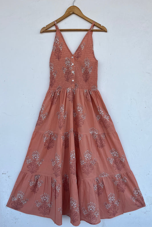 V Neck Flowy Summer Dress | Handmade Cotton Minimalist Maxi | Resort Wear