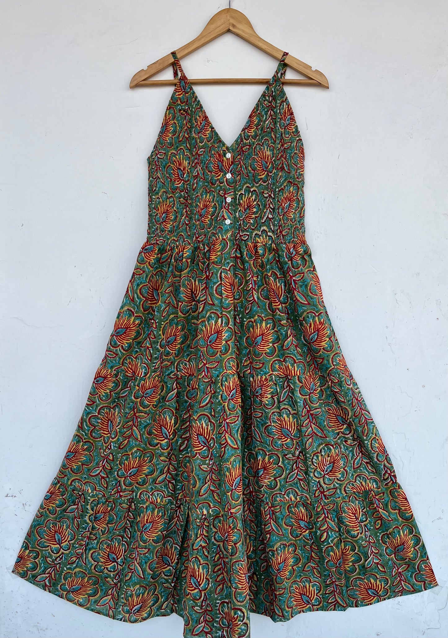 Hand Block Printed Floral Summer Maxi | Pure Cotton Long Boho Dress