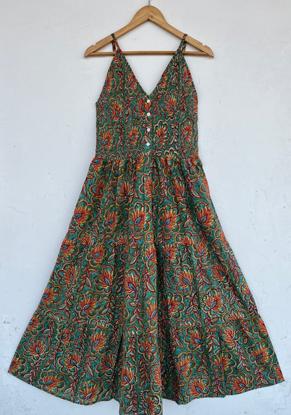 Hand Block Printed Floral Summer Maxi | Pure Cotton Long Boho Dress