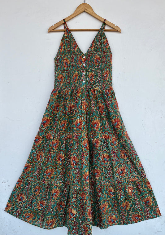 Hand Block Printed Floral Summer Maxi | Pure Cotton Long Boho Dress